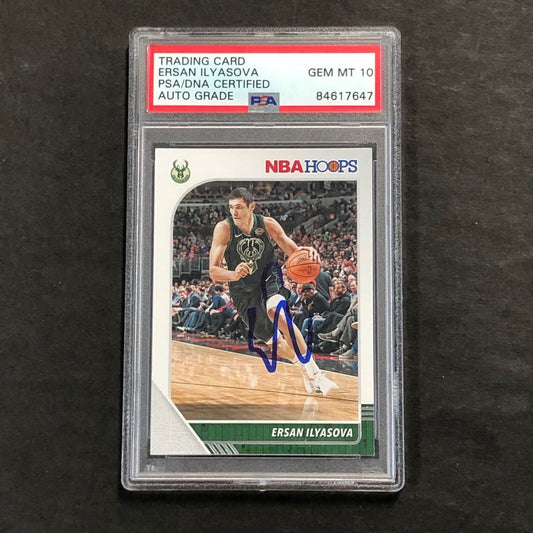 2019-20 NBA Hoops #109 Ersan Ilyasova Signed Card AUTO 10 PSA Slabbed Bucks