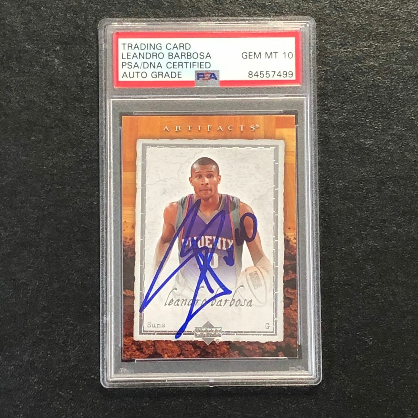 2007-08 Artifacts Basketball #77 Leandro Barbosa Signed Card AUTO 10 PSA Slabbed