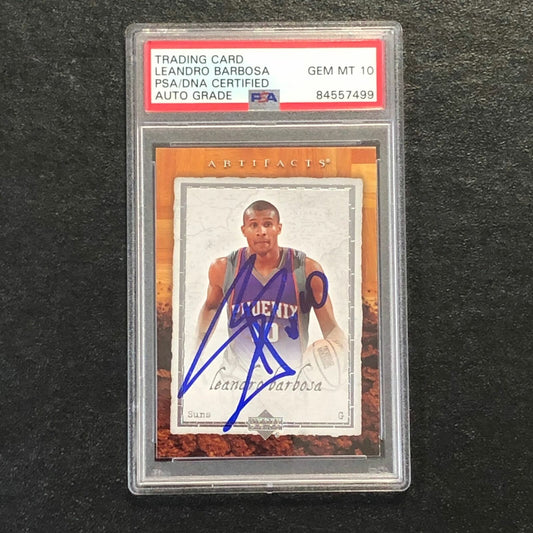 2007-08 Artifacts Basketball #77 Leandro Barbosa Signed Card AUTO 10 PSA Slabbed