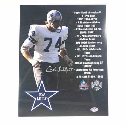 BOB LILLY signed 11x14 photo PSA/DNA Dallas Cowboys Autographed