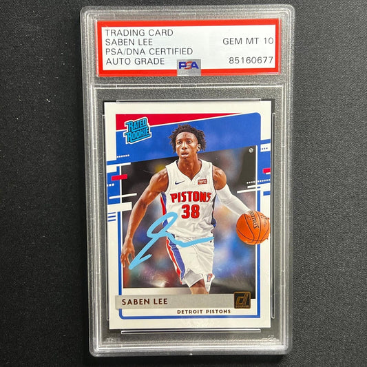 2020-21 Donruss Rated Rookie #221 Saben Lee Signed Card AUTO 10 PSA Slabbed Pist