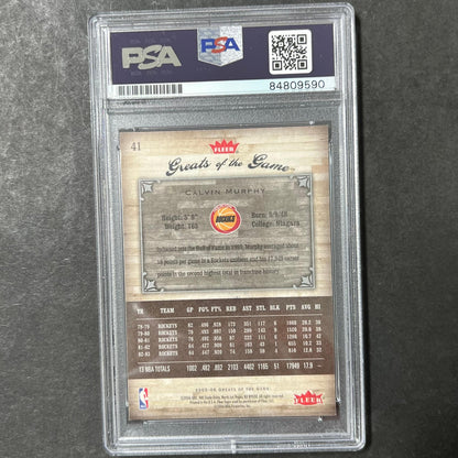 2005-06 Fleer Greats of the Game #41 Calvin Murphy Signed Card AUTO PSA Slabbed
