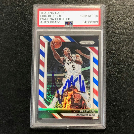 2018-19 Panini Prizm Red White Blue #256 Eric Bledsoe Signed Card AUTO 10 PSA Sl