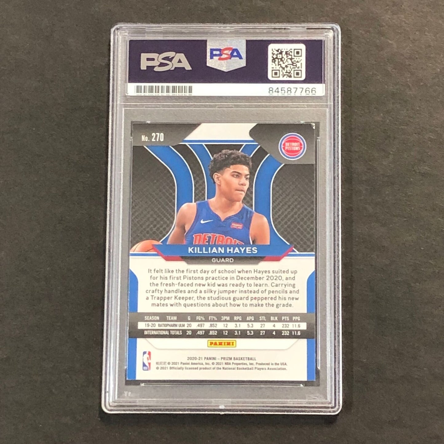 2020-21 Panini Prizm #270 Killian Hayes Signed Card AUTO PSA Slabbed RC Pistons