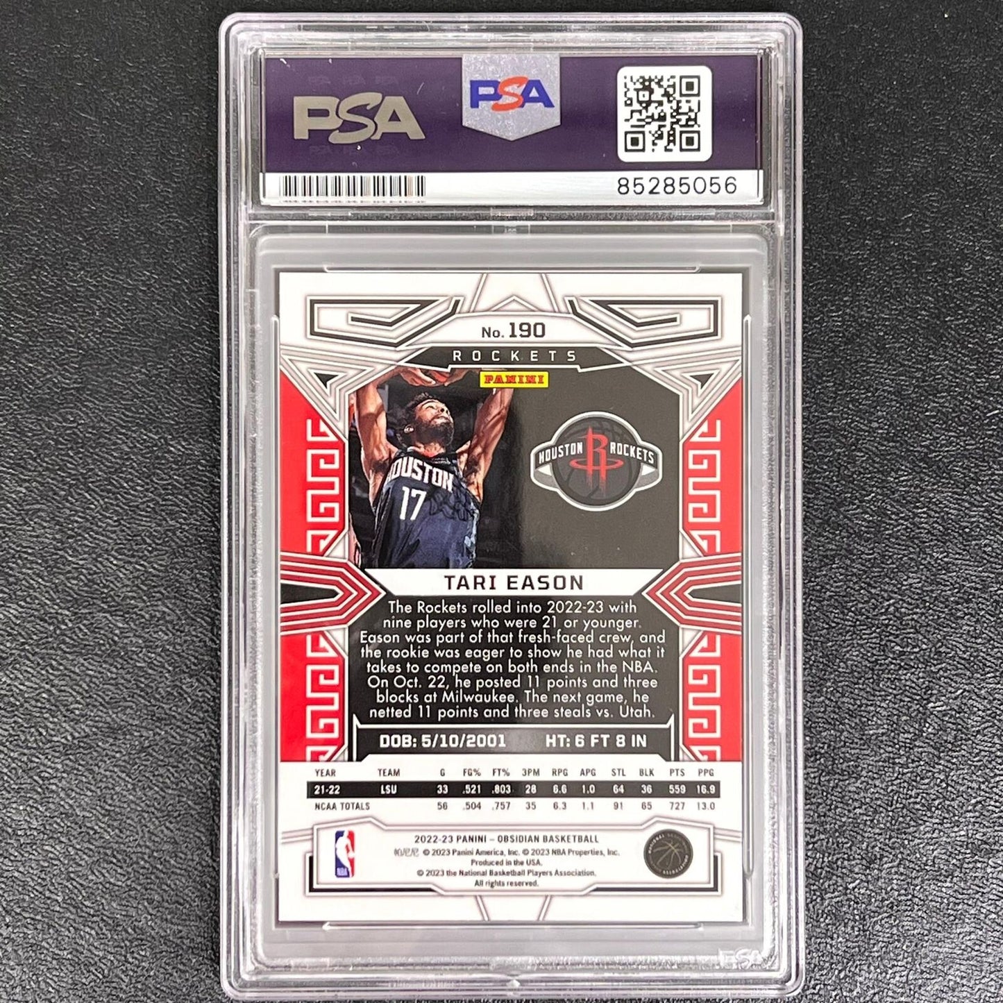 2022-23 Panini Obsidian #190 Tari Eason Signed Card AUTO PSA Slabbed RC Rockets