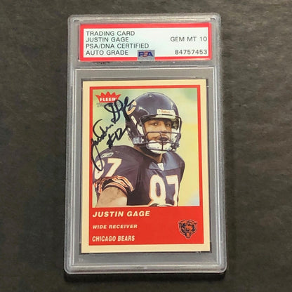 2004 Fleer Traditions #165 Justin Gage Signed Card PSA Slabbed Auto Chicago Bear