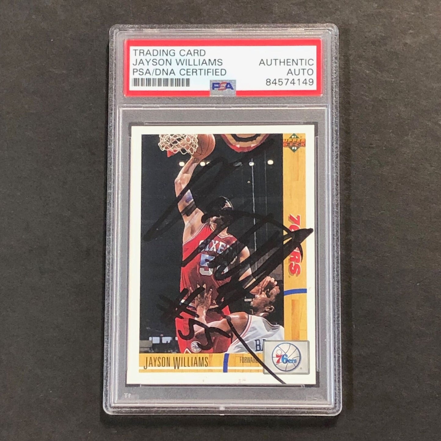 1991-92 UPPER DECK #191 JAYSON WILLIAMS Signed Card AUTO PSA Slabbed 76ers