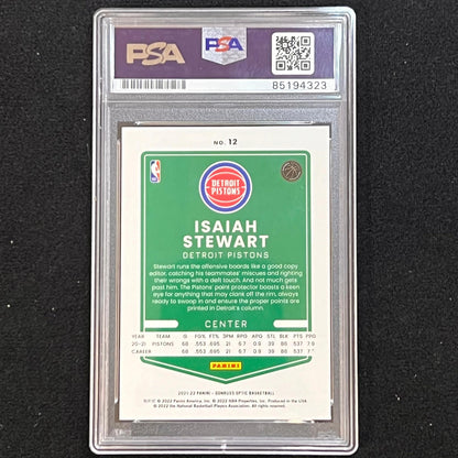 2020-21 Donruss Optic #12 Isaiah Stewart Signed Card AUTO PSA Slabbed RC Pistons