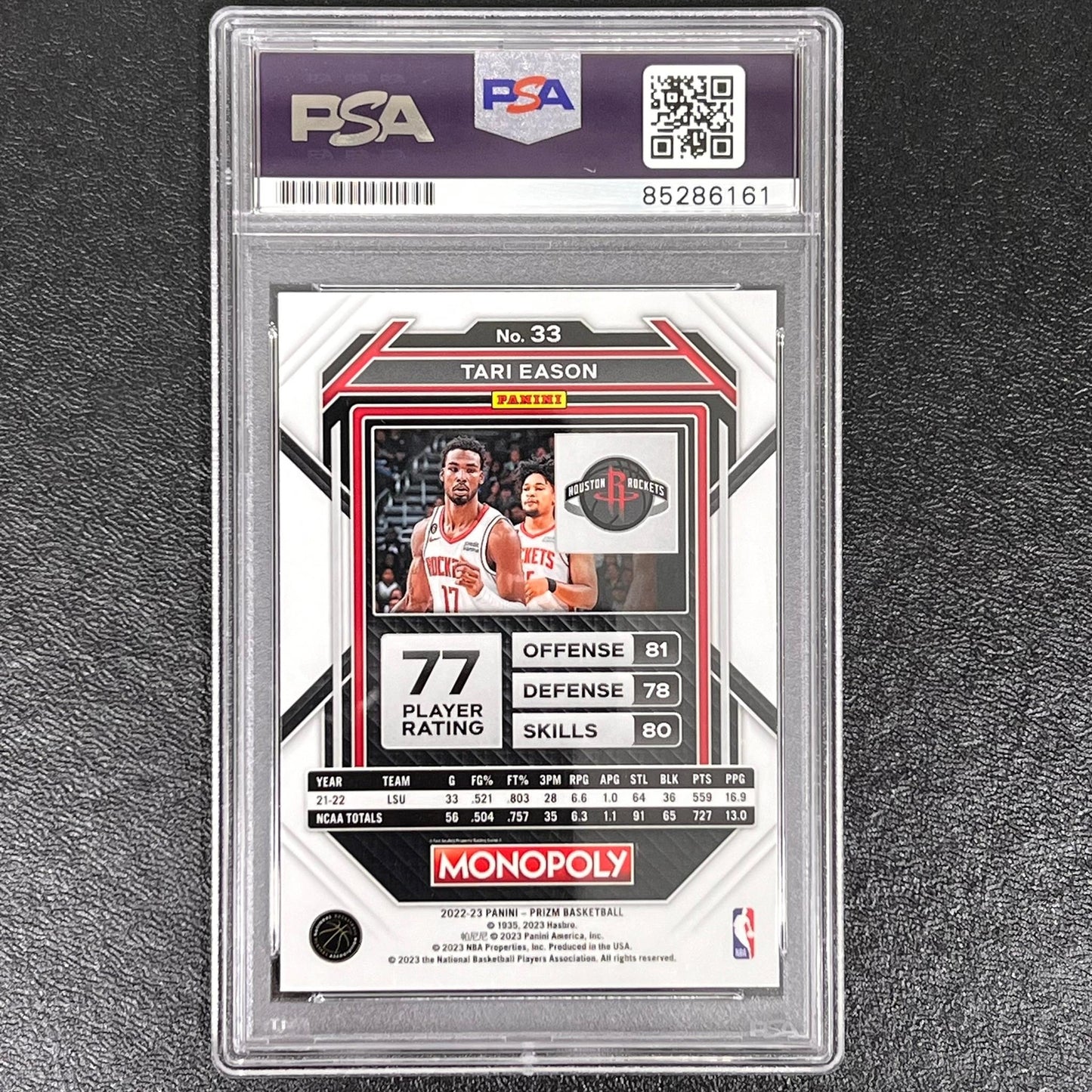 2022-23 Panini Prizm Monopoly #33 Tari Eason Signed Card AUTO PSA Slabbed RC Roc