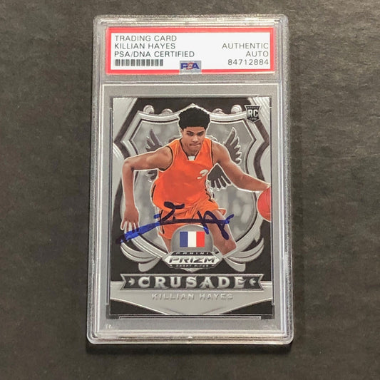 2020-21 Panini Prizm Draft Pick #92 Killian Hayes Signed Card AUTO PSA Slabbed