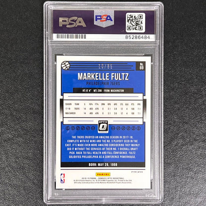 2018-19 Panini Donruss Optic #69 Markelle Fultz Signed Card PSA Auto Slabbed 76e