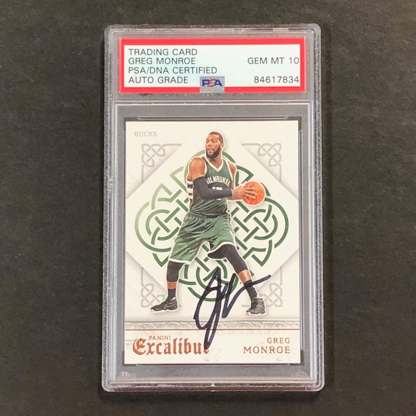 2015-16 Panini Excalibur #73 Greg Monroe Signed Card AUTO GRADE 10 PSA Slabbed B