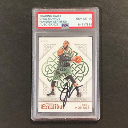2015-16 Panini Excalibur #73 Greg Monroe Signed Card AUTO GRADE 10 PSA Slabbed B