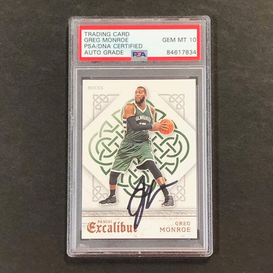 2015-16 Panini Excalibur #73 Greg Monroe Signed Card AUTO GRADE 10 PSA Slabbed B