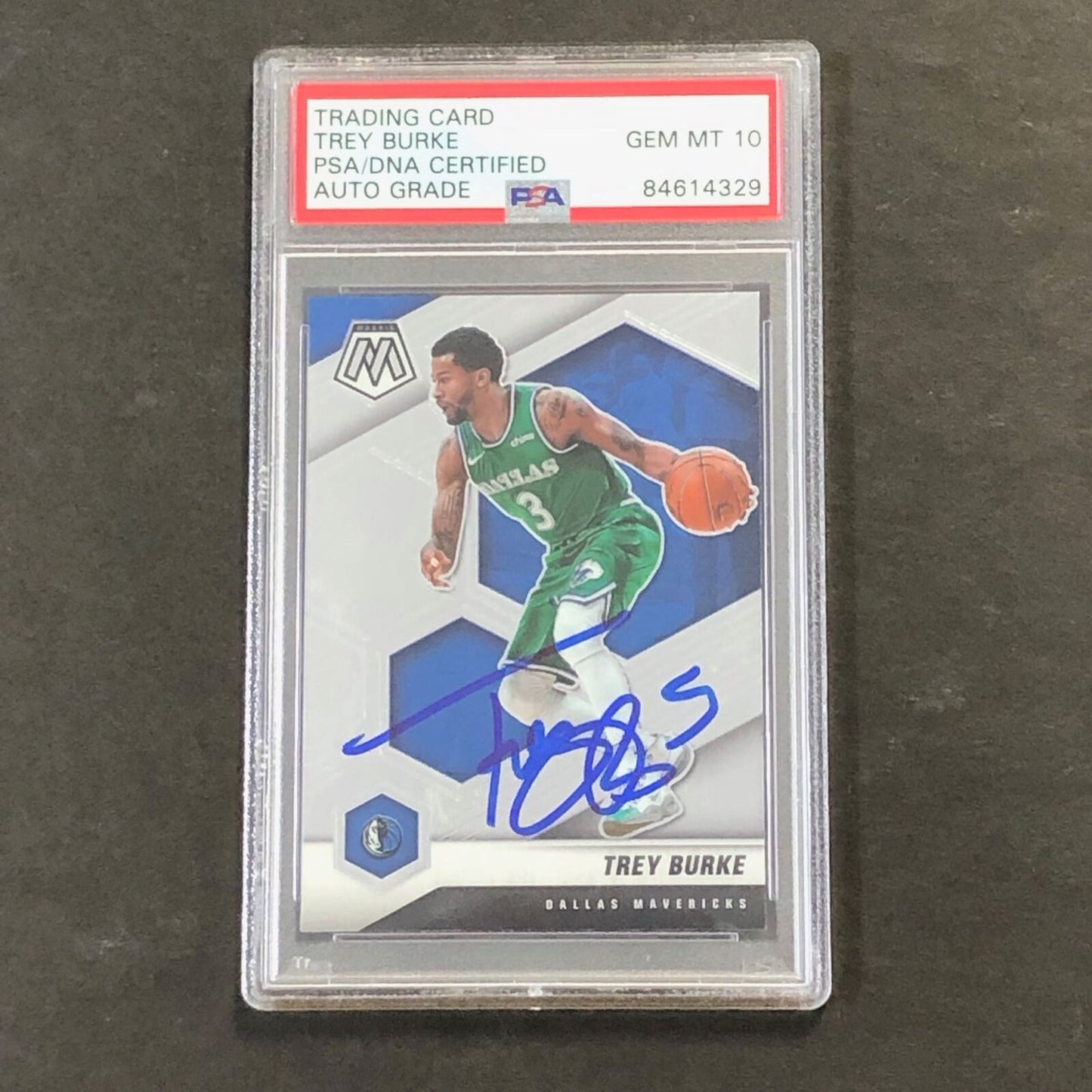 2020-21 Panini Mosaic #110 Trey Burke Signed Card AUTO 10 PSA Slabbed Mavericks