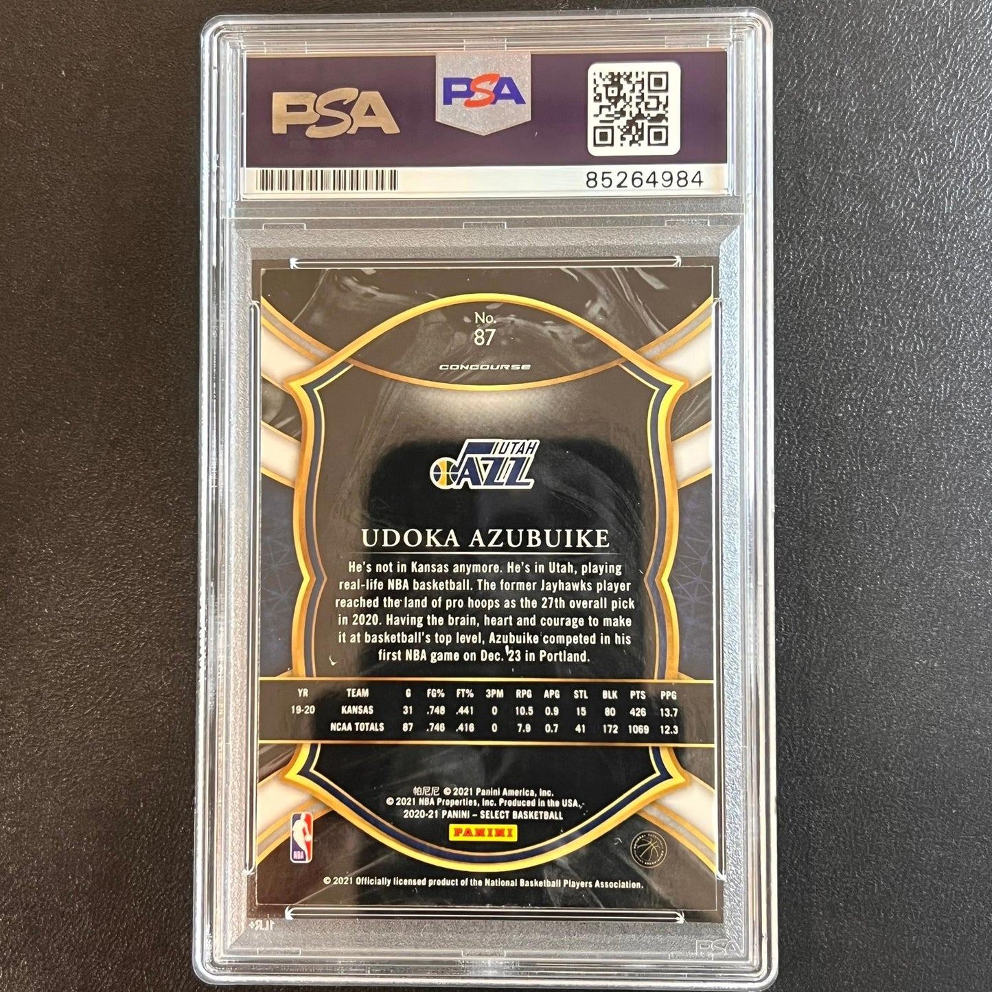 2020-21 Panini Select #87 Udoka Azubuike AUTO Signed Card PSA/DNA Encapsulated J