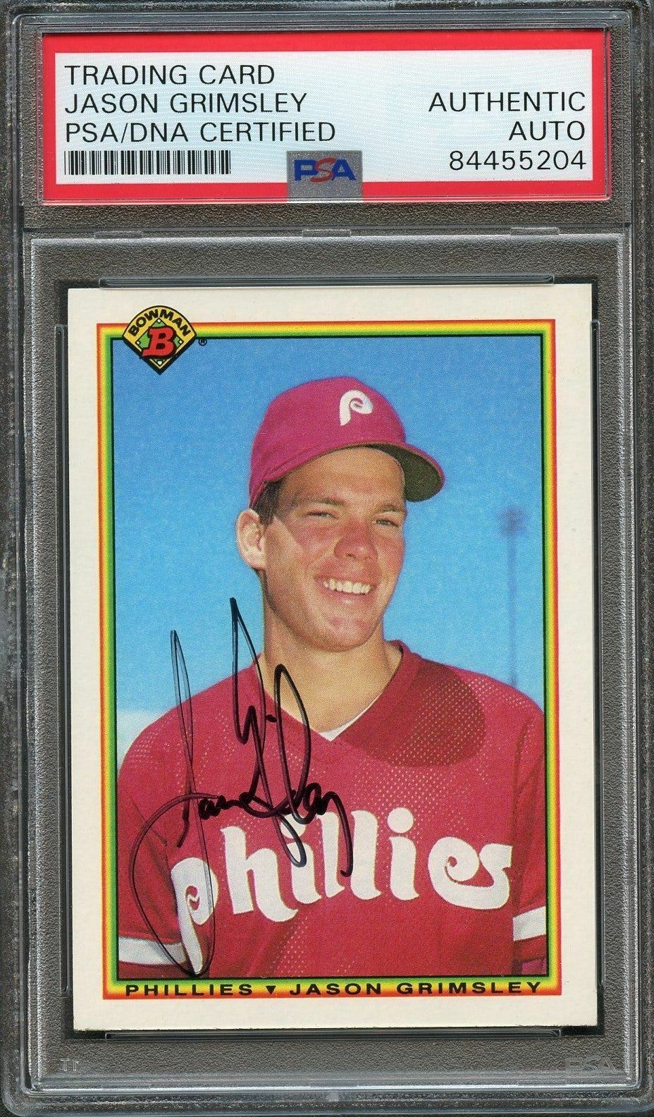 1990 Bowman #151 Jason Grimsley Signed Card PSA Slabbed Auto Phillies