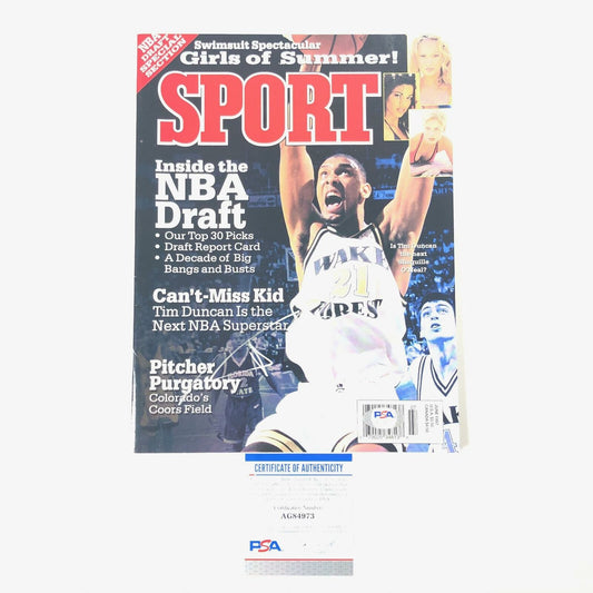 Tim Duncan signed Sport Magazine PSA/DNA Autographed Wake Forest