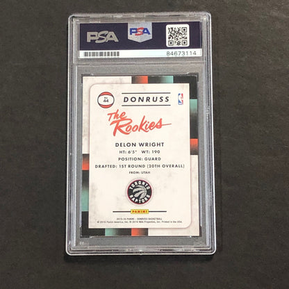 2015-16 Panini Donruss The Rookies #44 Delon Wright Signed Card AUTO GRADE 10 PS