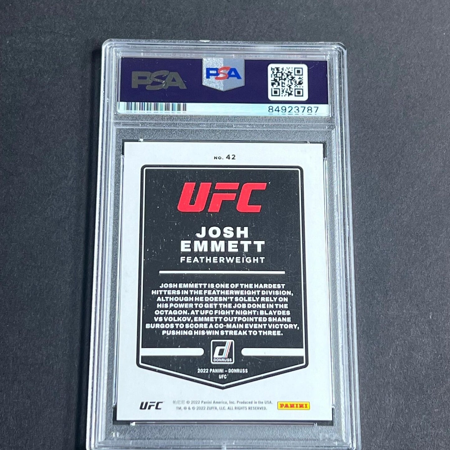 2022 Panini Donruss #42 Josh Emmett Signed Card AUTO PSA Slabbed UFC