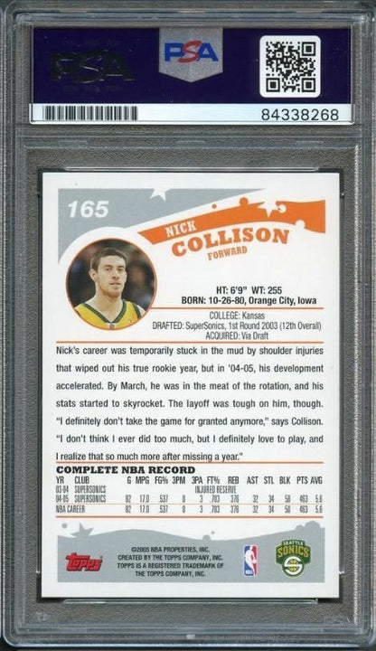 2005-06 Topps #165 Nick Collison Signed Card AUTO PSA Slabbed Sonics