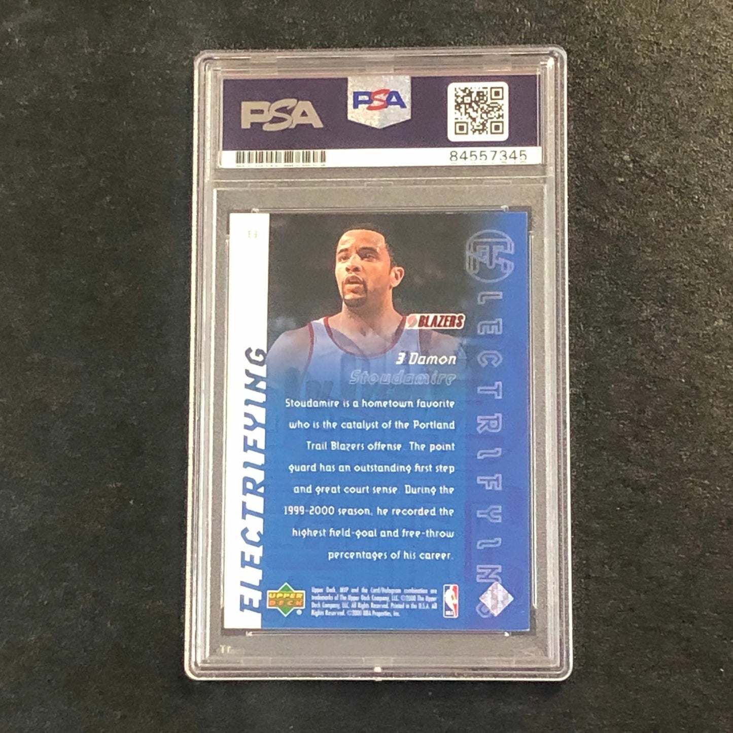 2000-01 Upper Deck MVP Electrifying #E3 DAMON STOUDAMIRE Signed Card AUTO PSA Sl