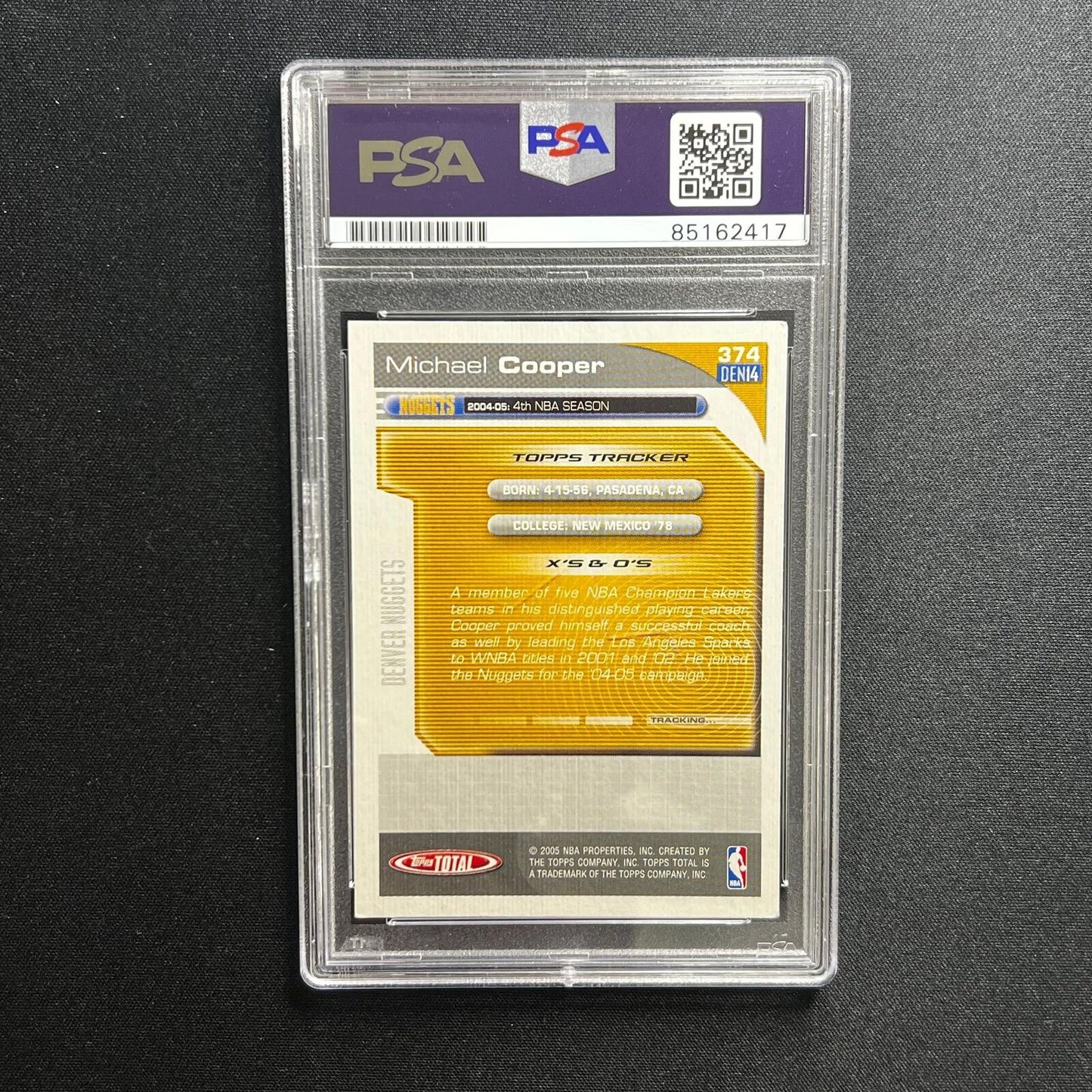 2005 Topps #374 Michael Cooper Signed Card AUTO 10 PSA Slabbed Nuggets
