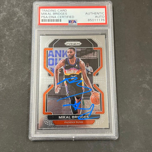 2021-22 Panini Prizm #27 Mikal Bridges Signed Card AUTO PSA Slabbed Suns