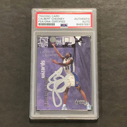 1998-99 Skybox Thunder #68 Calbert Cheaney Signed Card PSA Slabbed Wizards