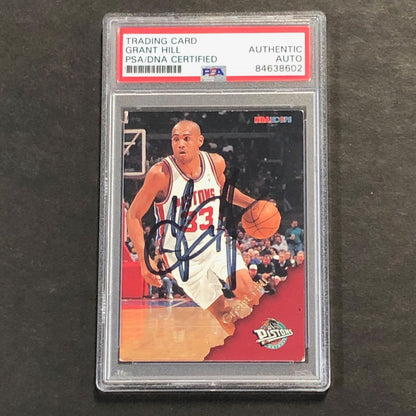 1996 NBA Hoops Skybox #46 Grant Hill Auto Signed Card PSA/DNA Encapsulation Pist