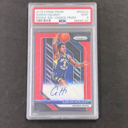 2018 Panini Prizm #RSAHD Aaron Holiday PSA 9 Mint Rookie Sig-Choice Prizm