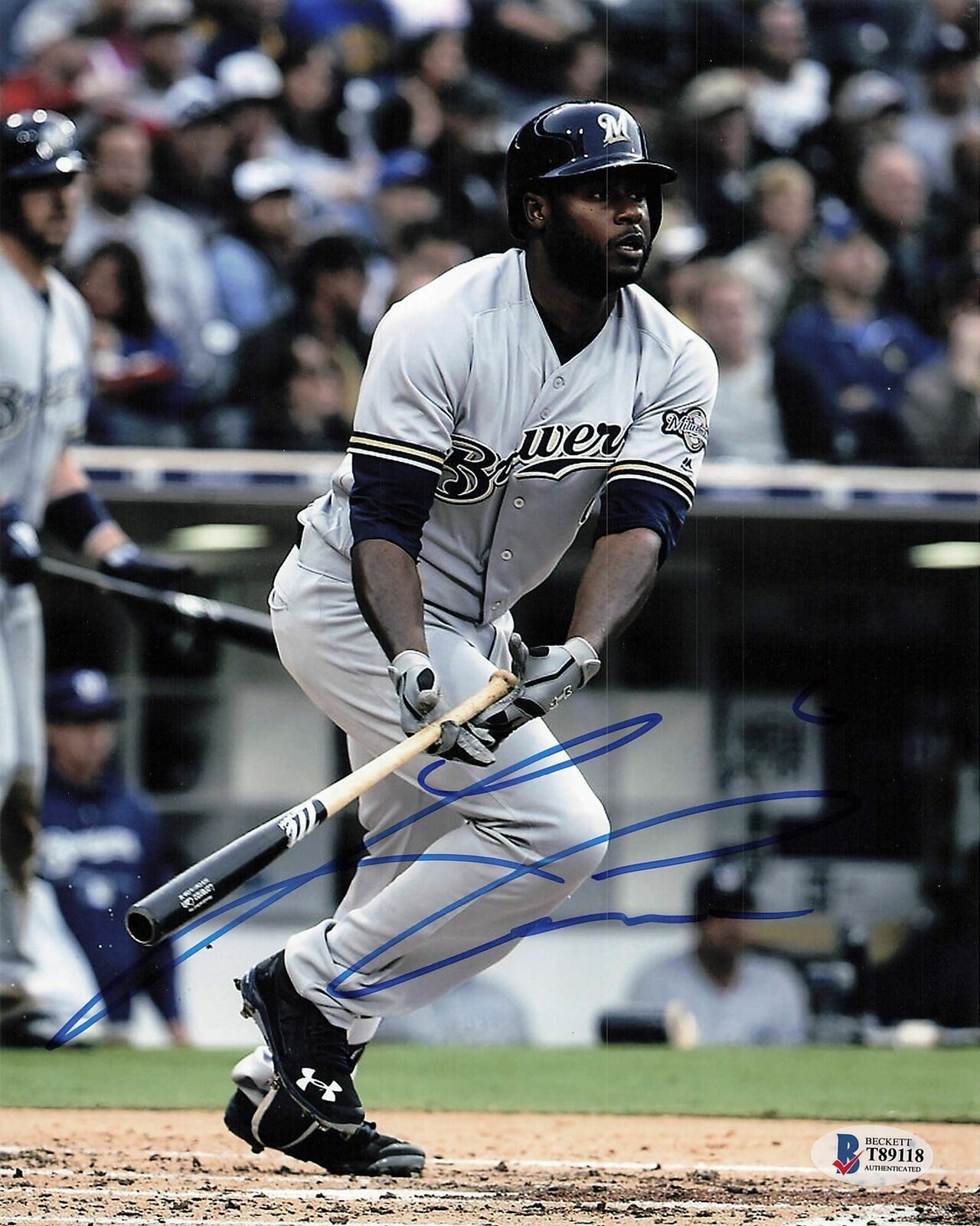 Lorenzo Cain signed 8x10 photo BAS Beckett Milwaukee Brewers Autographed