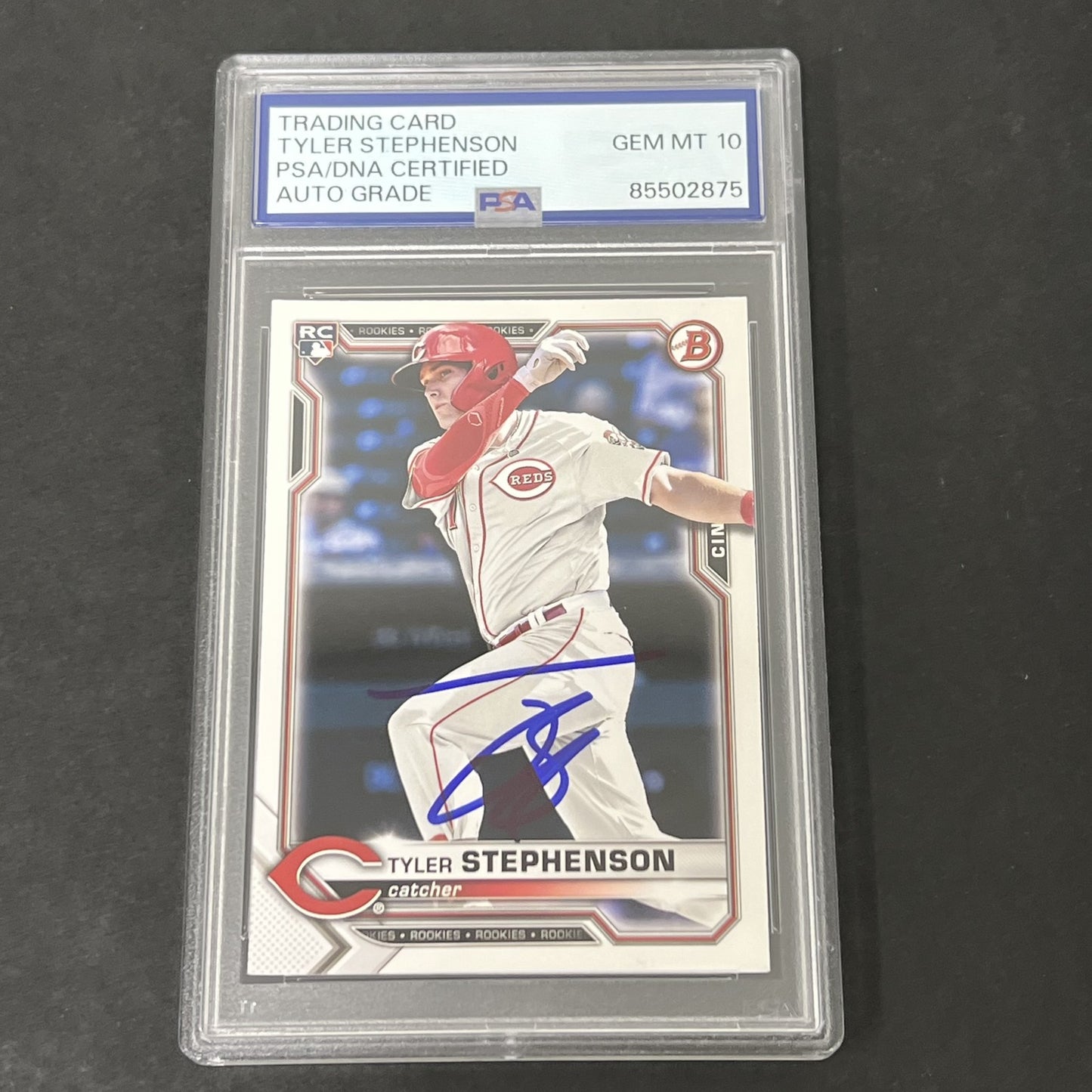 2021 Bowman #20 Tyler Stephenson Rookie signed card PSA Auto 10