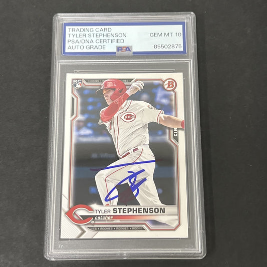 2021 Bowman #20 Tyler Stephenson Rookie signed card PSA Auto 10