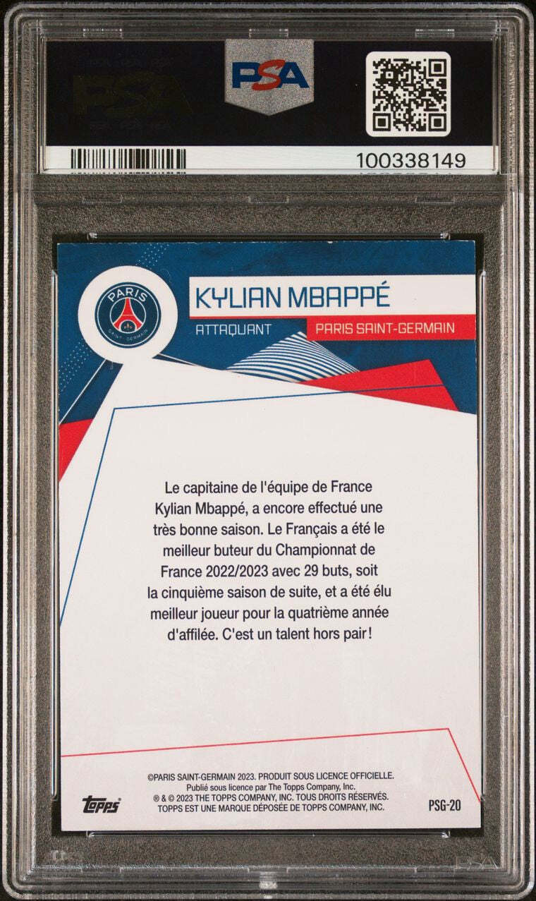 2023-24 Topps PSG F/S #PSG20 Kylian Mbappe Signed Card PSA Real Madrid Authentic