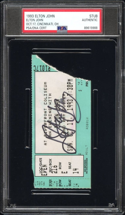 Elton John Signed Ticket Stub PSA/DNA Slabbed Autographed Oct 17, 1993 Cincinnat