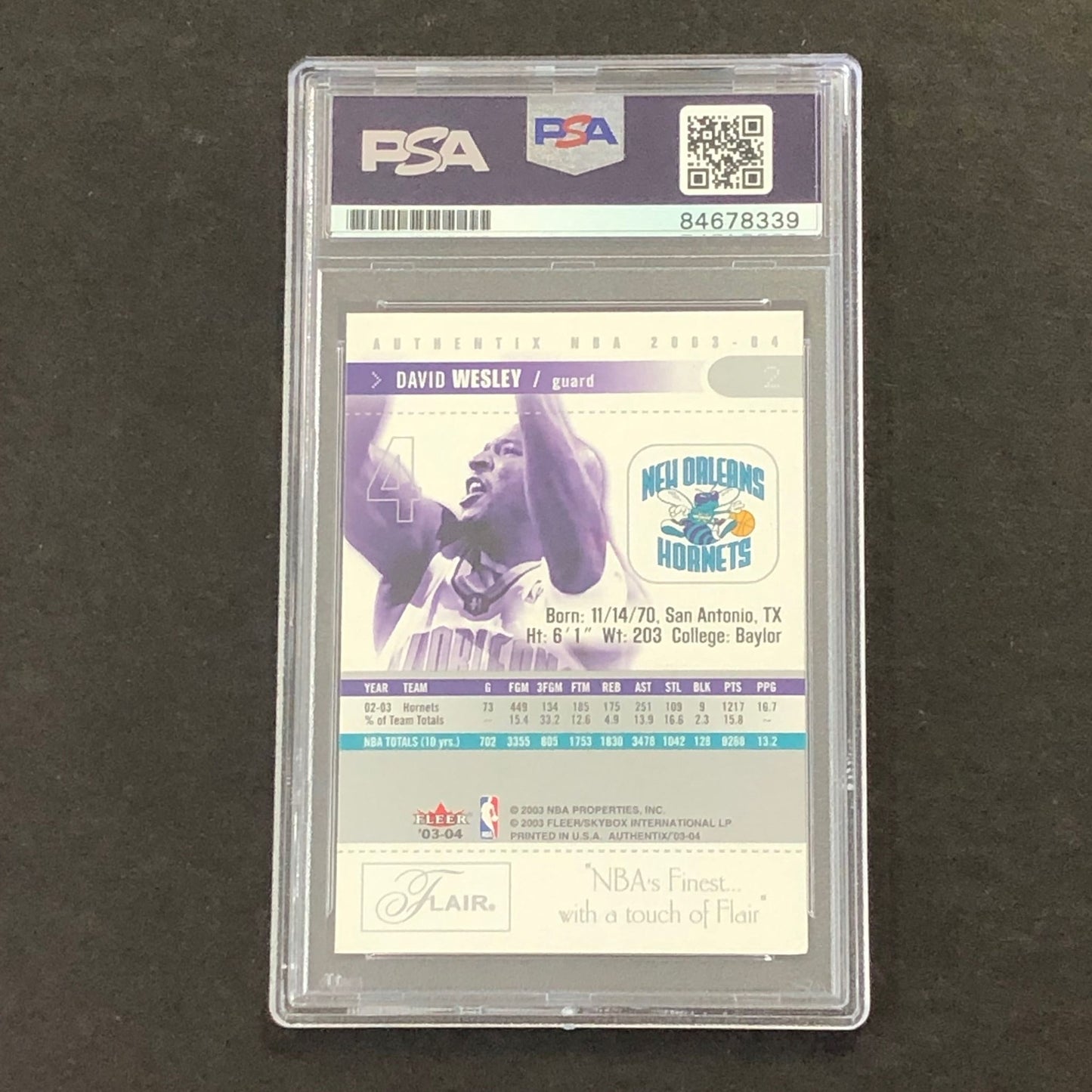 2003-04 Fleer Skybox #2 David Wesley Signed Card PSA Slabbed Hornets