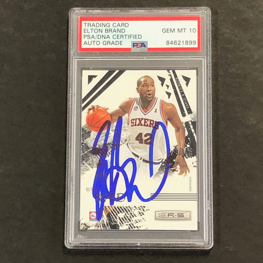 2009-10 Rookies & Stars #74 Elton Brand Signed Card AUTO 10 PSA Slabbed 76ers