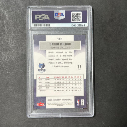 2007-08 Fleer Basketball #102 Darko Milicic Signed Card AUTO PSA Slabbed Grizzli