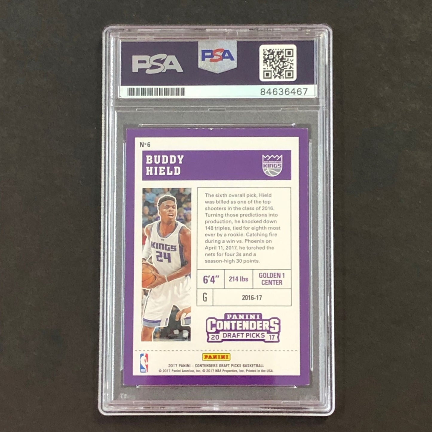 2016-17 Panini Contenders #6 Buddy Hield Signed Card AUTO PSA Slabbed RC Pelican