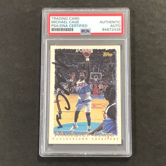 1995-96 Topps #337 Michael Cage Signed Card AUTO PSA Slabbed Cavaliers