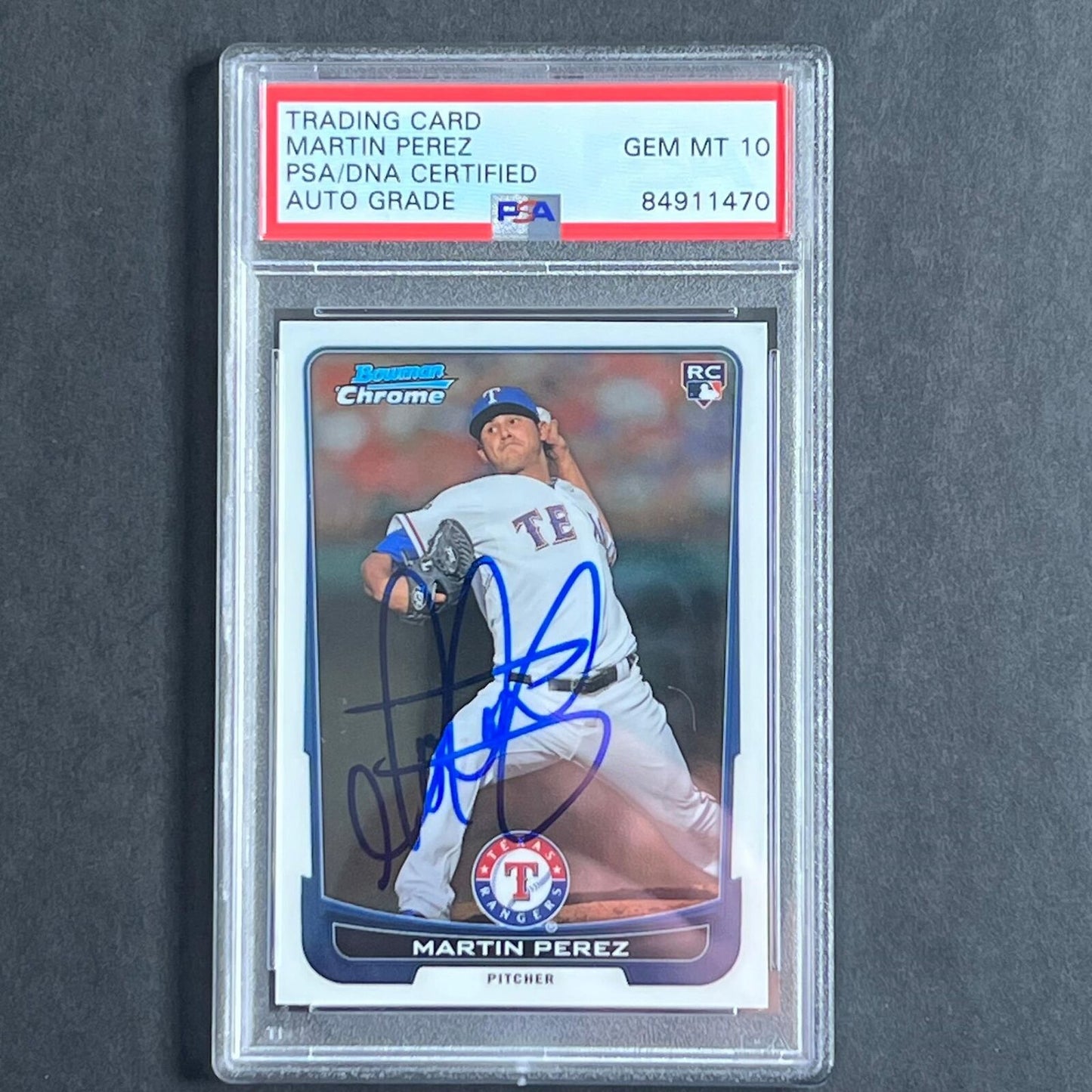 2012 Topps Bowman Chrome #17 Martin Perez Signed Card PSA AUTO 10 Slabbed RC Ran