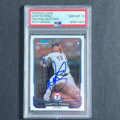 2012 Topps Bowman Chrome #17 Martin Perez Signed Card PSA AUTO 10 Slabbed RC Ran