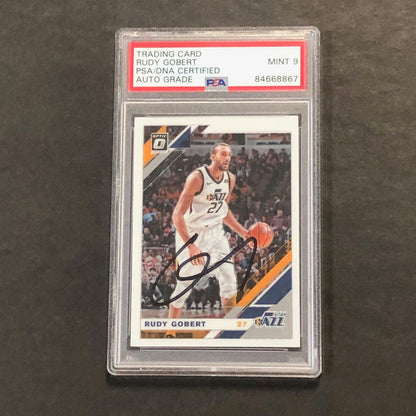 2019-20 NBA Panini Donruss #89 Rudy Gobert Signed Card AUTO PSA Slabbed Jazz