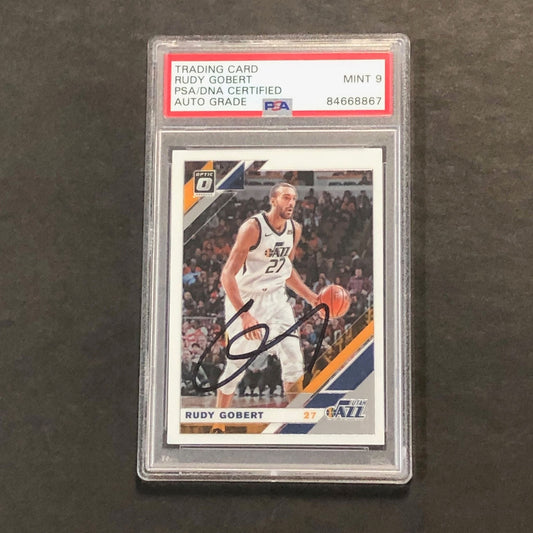2019-20 NBA Panini Donruss #89 Rudy Gobert Signed Card AUTO PSA Slabbed Jazz