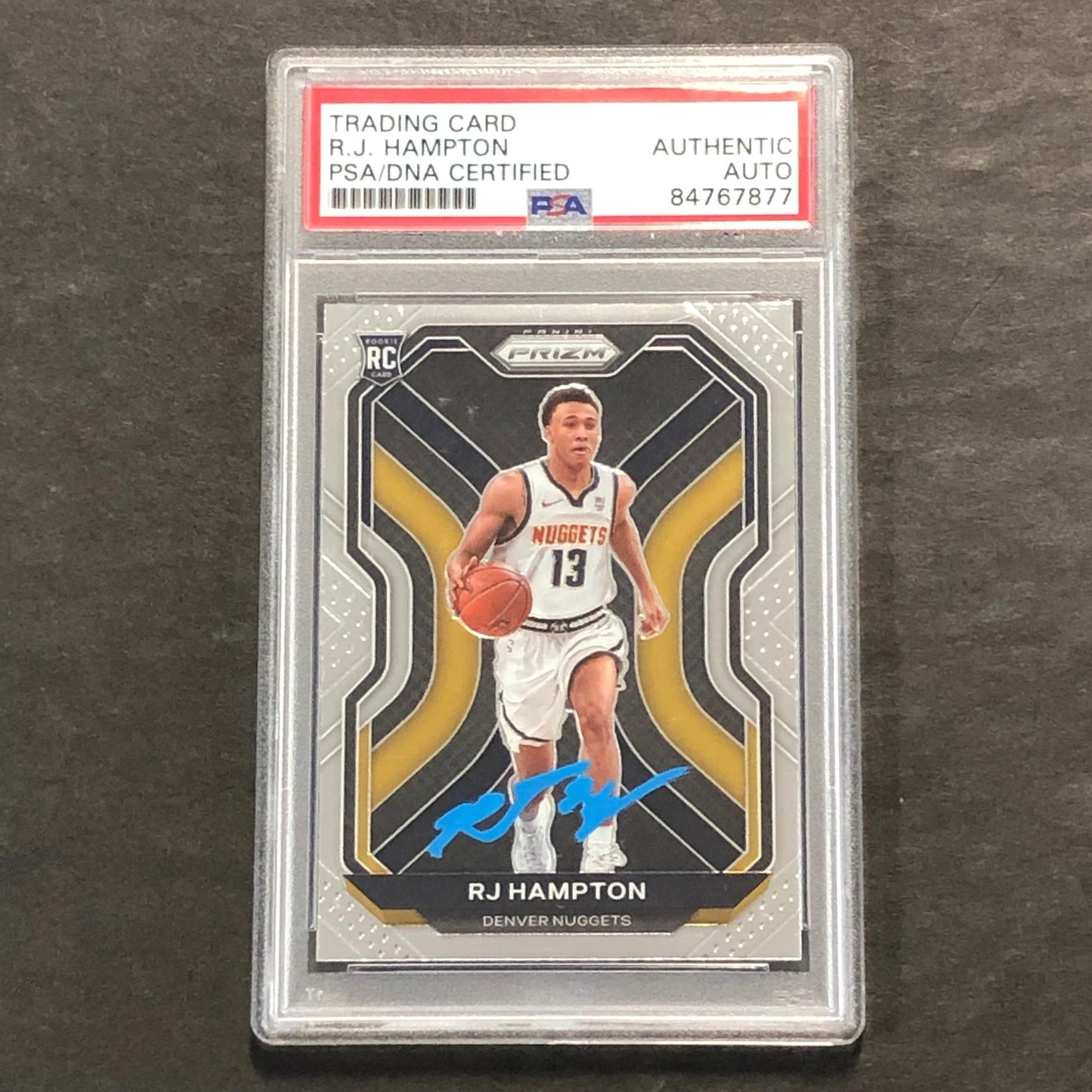 2020-21 Panini Prizm #286 RJ Hampton signed Auto Card PSA/DNA Slabbed RC Nuggets