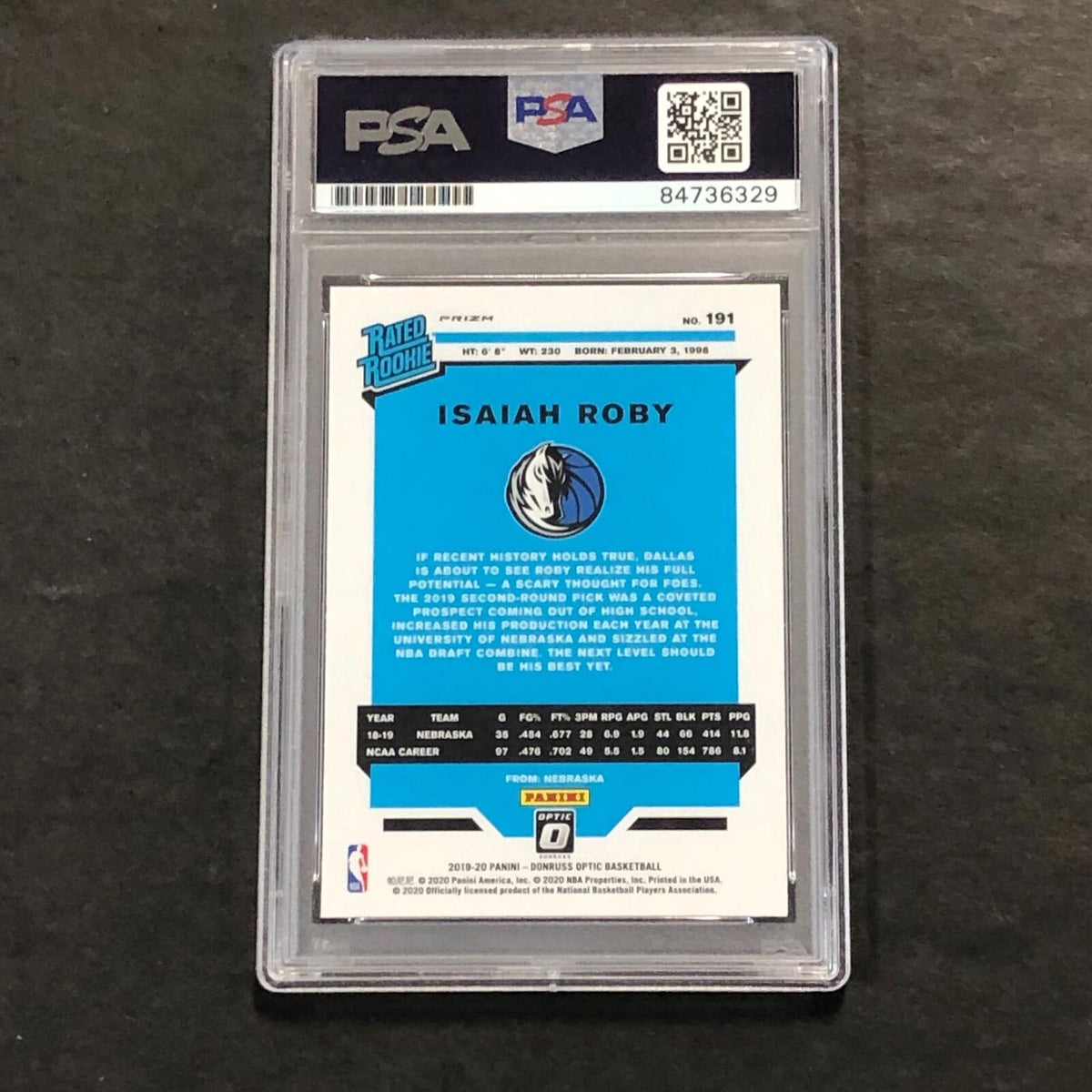 2019-20 Donruss Optic Rated Rookie Holo #191 Isaiah Roby Signed Card PSA Slabbed
