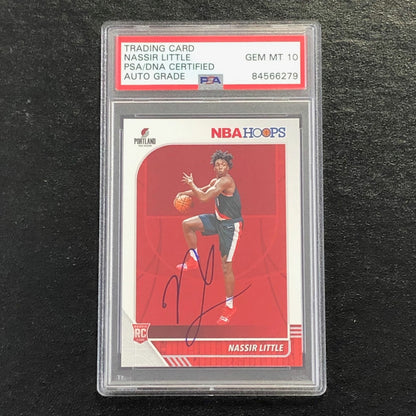 2019-20 NBA Hoops #220 Nassir Little Signed Rookie Card AUTO 10 PSA Slabbed RC B