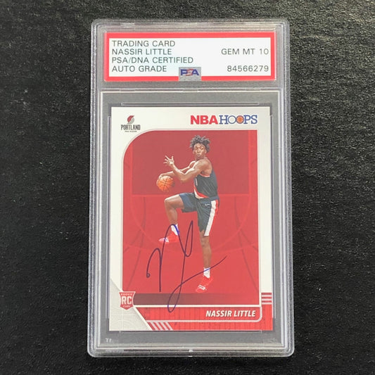 2019-20 NBA Hoops #220 Nassir Little Signed Rookie Card AUTO 10 PSA Slabbed RC B