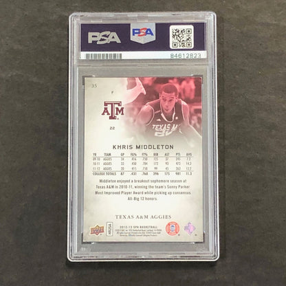 2012-13 Upper Deck SP Authentic #35 Khris Middleton Signed Card AUTO PSA/DNA Sla
